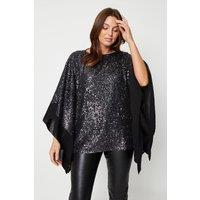 Tall Sequin Chiffon Detail Overlay Top