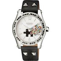 Rebel Women's Gravesend White Dial Leather Watch in Black