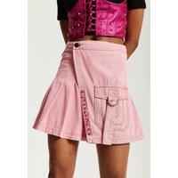 House of Holland Women's Light Pink Denim Studded Pleated Skirt | Size: 10