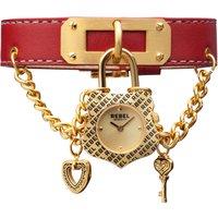 Rebel Women's Seagate Gold Dial Leather Watch in Red