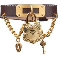 Rebel Women's Seagate Gold Dial Leather Watch in Brown
