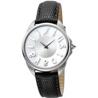 Logo Silver Dial Calfskin Leather Watch