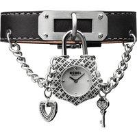 Rebel Women's Seagate Silver Dial Leather Watch in Black