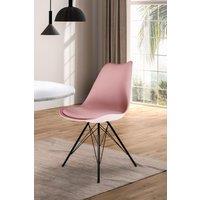 Fusion Living Soho Plastic Dining Chair with Black Metal Legs in Dusty Pink