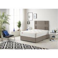 Somnior Flexby Tweed Fabric Divan Bed with Orthopeadic Sprung Memory Foam Mattress & Headboard in Brown | Size: Super King