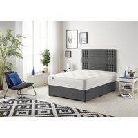 Somnior Flexby Tweed Fabric Divan Bed with Orthopeadic Sprung Memory Foam Mattress & Headboard in Charcoal | Size: Double