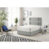 Somnior Flexby Tweed Fabric Divan Bed with Orthopeadic Sprung Memory Foam Mattress & Headboard in Grey | Size: Double