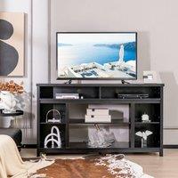 Costway Fireplace TV Stand Media Console Table w/ Adjustable Shelf for TVs up to 65 in Black