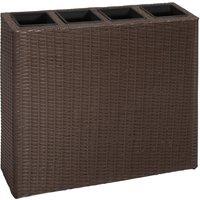 Berkfield Home Garden Raised Bed with 4 Pots Poly Rattan Brown