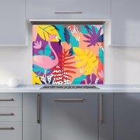 Warren Reed - Designer Tropical Flamingoes Kitchen Splashback in Pink | Size: 600mm x 650mm