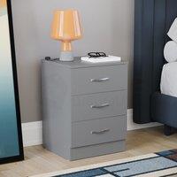 Home Discount Vida Designs Riano 3 Drawer Bedside Cabinet Chest of Drawers in Grey