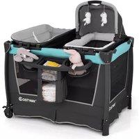 Costway 5-in-1 Toddlers Portable Travel Cot Baby Playard Convertible Playpen in Grey