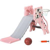 AIYAPLAY Kids Slide with Basketball Hoop, Basketball, for 18-36 Months in Pink