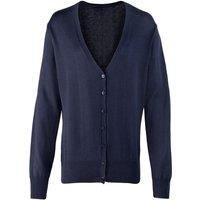 Premier Women's Button Through Long Sleeve V-neck Knitted Cardigan in Navy | Size: 8
