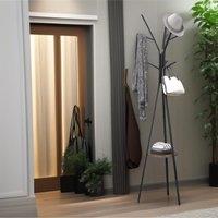 Pirlo Plush Industrial Coat Rack Stand With 9 Hooks Rustic Brown