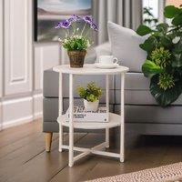 Pirlo Plush Industrial 2 Tier Round Coffee Table For Living Room in White