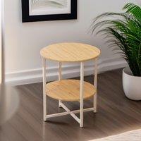 Pirlo Plush Industrial 2 Tier Round Coffee Table For Living Room in Natural