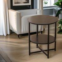 Pirlo Plush Industrial 2 Tier Round Coffee Table For Living Room in Walnut