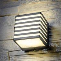 CGC Lighting 'Sirolo' Black Square LED Outdoor Cube Wall Light Decorative Grill 4000k IP54 10W 1000lm