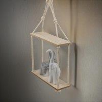 Pirlo Plush 2 Tier Hanging Shelves With Rope Detail in Natural