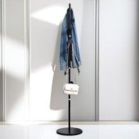 Pirlo Plush Marble Base Adjustable Coat Stand With 8 Hooks Black