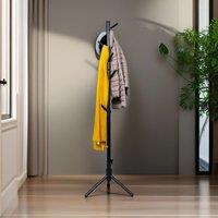 Pirlo Plush Wooden Adjustable Coat Stand With 8 Hooks in Black