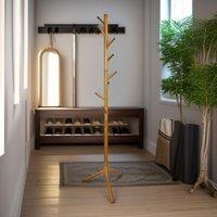 Pirlo Plush Wooden Adjustable Coat Stand With 8 Hooks in Brown
