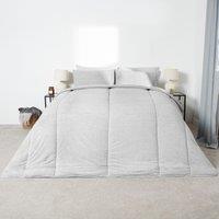 OHS Teddy Fleece 10.5 TOG Coverless Duvet with Pillowcase Bedding Set in Silver | Size: Single