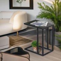Pirlo Plush Industrial C Shaped Side Table Marble Effect in Black