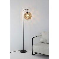 Rustic Spherical Floor Lamp with Handmade Paper String Lampshade