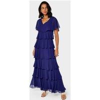 GWD by GEORGE W. DAVIES Women's Phoebe Tiered Chiffon Blue Maxi Dress in Cobalt | Size: 12