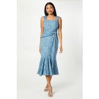 Twist Detail Georgette Jacquard Midi Dress