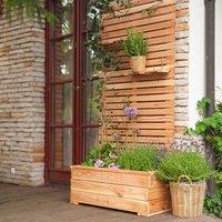 Primrose Wooden Trough Planter 89 x 43cm With Close Style Privacy Trellis 1.73m in Natural | Size: 89 x 43 cm