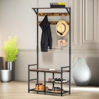Pirlo Plush Industrial 180CM Tall Coat Stand With 9 Hooks in Brown