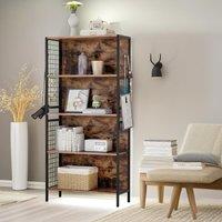 Pirlo Plush 4 Tier Industrial Storage Shelf Living Room Bedroom Rustic Furniture in Brown