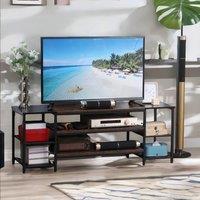Pirlo Plush 3 Tier TV Stand Unit With Open Shelves in Brown