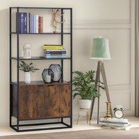 Pirlo Plush Industrial Storage Cabinet With 3 Open Shelves Rustic Brown