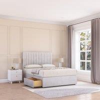 Sloomy Manhattan Plush Velvet Memory Foam Bed Set With 2 Drawers, Mattress & Headboard in Silver | Size: Single