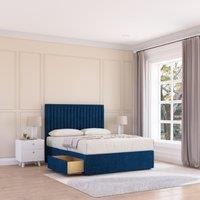 Sloomy Manhattan Plush Velvet Memory Foam Bed Set With 2 Drawers, Mattress & Headboard in Navy | Size: Super King