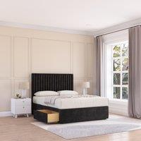 Sloomy Manhattan Plush Velvet Memory Foam Bed Set With 2 Drawers, Mattress & Headboard in Black | Size: Small Double