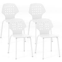 Costway Set of 4 Dining Chair Metal Kitchen Bar Chair Stool Armless Accent Side Chair in White