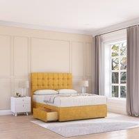 Sloomy Alabama Plush Velvet Memory Foam Bed Set With 2 Drawers, Mattress & Headboard in Gold | Size: Small Single