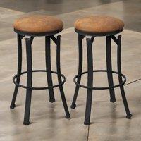 Pirlo Plush Set Of 2 Industrial Swivel Bar Stools 72.8CM in Brown
