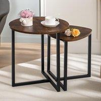 Pirlo Plush 2PC Nesting Tables Industrial Rustic Brown Living Room Furniture