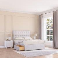 Sloomy Alabama Plush Velvet Memory Foam Bed Set With 4 Drawers, Mattress & Headboard in Silver | Size: King