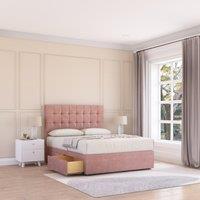 Sloomy Alabama Plush Velvet Memory Foam Bed Set With 4 Drawers, Mattress & Headboard in Pink | Size: Small Double