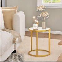 Pirlo Plush 2PC Gold Round Bedside Tables Bedroom Furniture