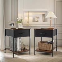 Pirlo Plush 2PC Bedside Tables Industrial Bedroom Rustic Brown Furniture