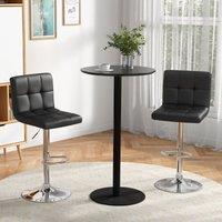 Costway Set of 2 Bar Stool PU Leather Armless Dining Chairs 360 Swivel & Height Adjustable Seat in Black