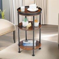 Pirlo Plush 3 Tier Round Coffee Table Industrial Rustic Brown